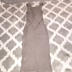 Ribbed sleeveless cutout side midi dress